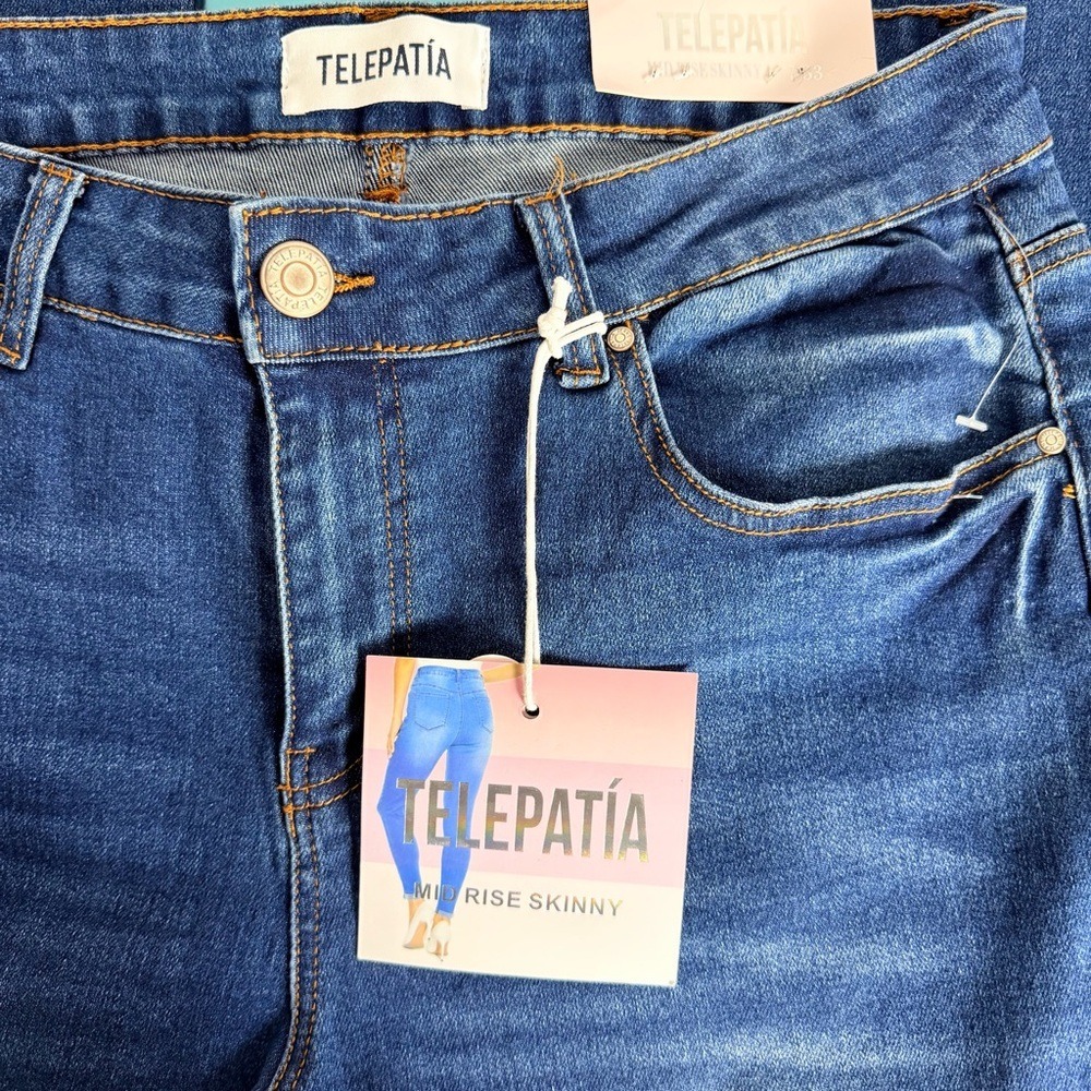 Telepatia Women's Dark Blue High-Rise Skinny Jeans - Picture 6 of 7